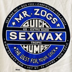 MR ZOGS Original SexWax Quick Humps Men's Tank Top Shirt M White Surfer Beach